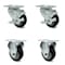 Service Caster 3 Inch Black Polyurethane Wheel Swivel Top Plate Caster Set with 2 Brake 2 Rigid SCC-20S314-PPUB-BLK-TLB-TP2-2-R-2 - alternate 1